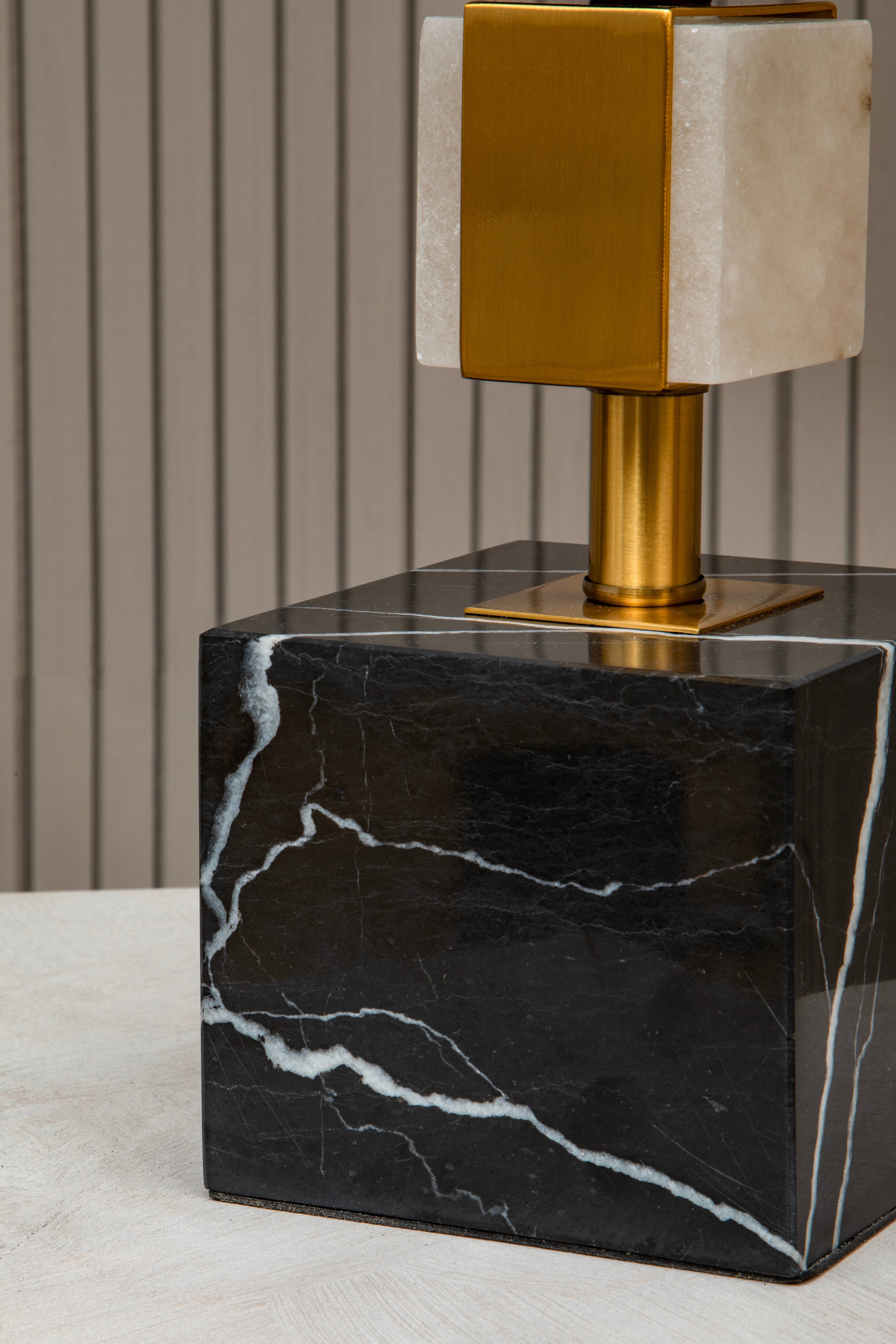 Borello Grey Marble & Gold Stacked Table Lamp